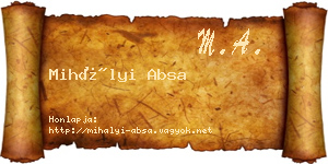 Mihályi Absa névjegykártya